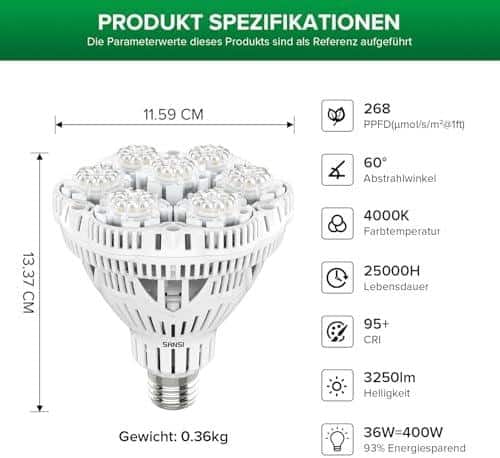 Dass die LED-Pflanzenlampe nicht wasserdicht ist und daher im Freien oder in feuchten Umgebungen nicht verwendet werden sollte. 2) Es wird empfohlen, die Lampe nicht länger als 18 Stunden pro Tag einzuschalten, um die Lebensdauer der LEDs zu verlängern. Insgesamt ist dies eine hochwertige und zuverlässige LED-Pflanzenlampe mit einer effektiven Lichtverteilung und Wärmeableitung