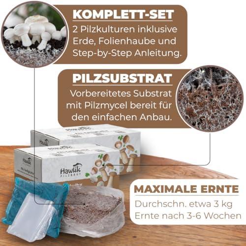 N Ihnen eine reiche Ernte an leckeren Champignons.
✓ EINFACHE ANWENDUNG: Mit unserer ausführlichen Anleitung ist die Pilzzucht auch für Anfänger und Kinder kinderleicht.
✓ FRISCH & GESUND: Genießen Sie selbst gezüchtete, frische Pilze ohne Pestizide und andere Zusatzstoffe.
✓ UMWELTFREUNDLICH: Mit dem Pilzzuchtset können Sie ganz ohne Garten und auf umweltschonende Weise Ihre eigenen Lebensmittel anbauen.
✓ VIELSEITIG EINSETZBAR: Die Pilze können in verschiedenen Gerichten verwendet werden und sorgen für besondere Geschmackserlebnisse.
Züchten Sie Ihre eigenen Champignons zu Hause und genießen Sie die frischen, gesunden Pilze in Ihren Lieblingsgerichten. Mit dem Hawlik Pilzbrut - Champignon Zuchtset gelingt Ihnen die Pilzzucht ganz einfach und unkompliziert. Probieren Sie es aus und freuen Sie sich auf eine reiche Ernte köstlicher Champignons!